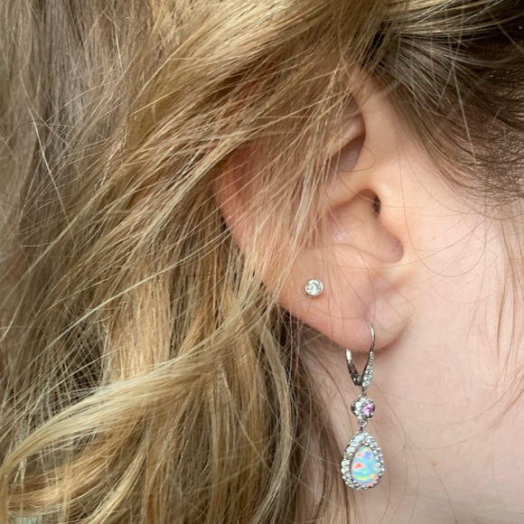 Sterling Silver Opal & Turmaline Necklace & Earring Set - Picture 4 of 8